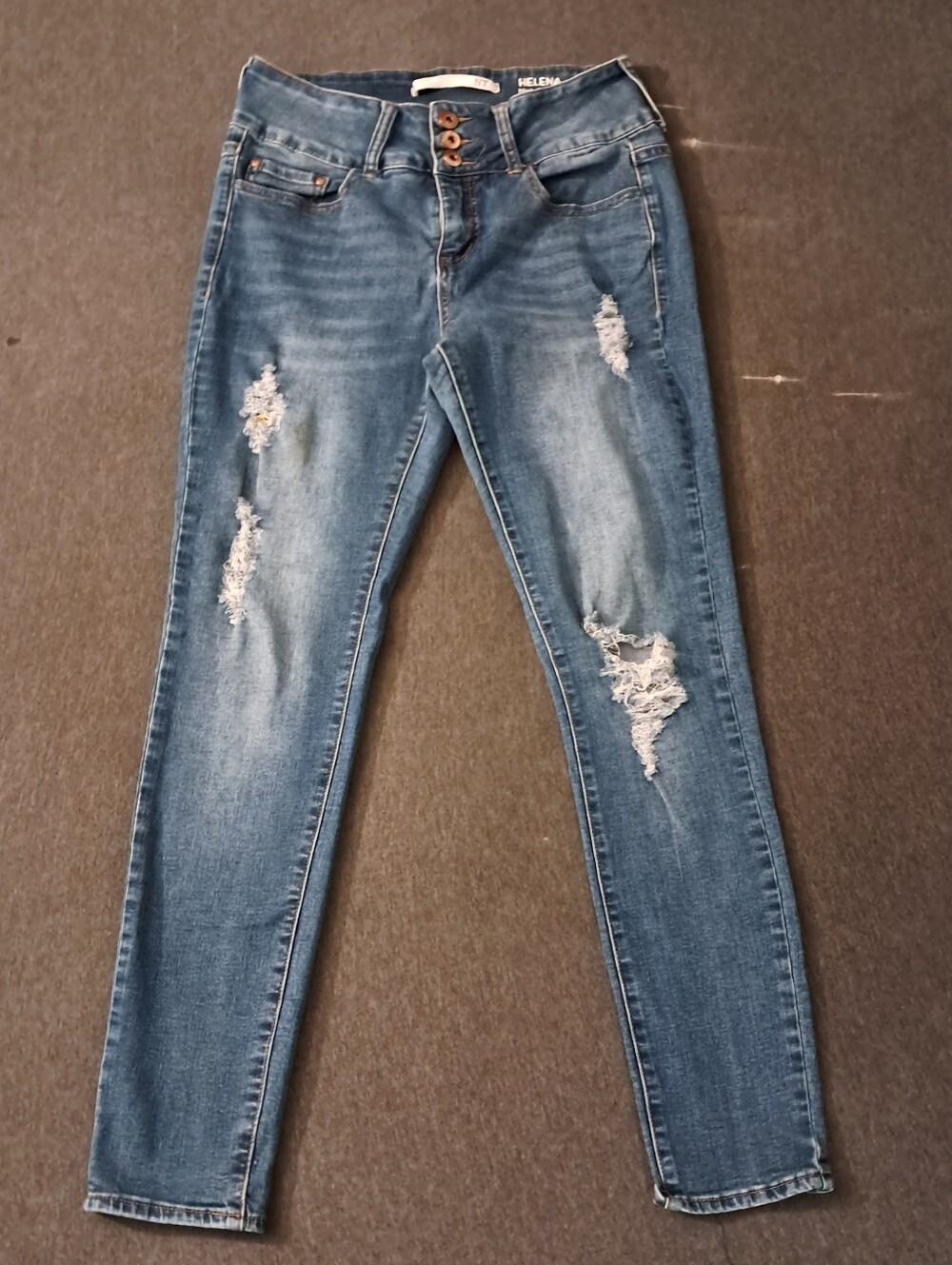 Helena Women's Skinny Distressed Jeans - Blue Denim Size 8 Women's